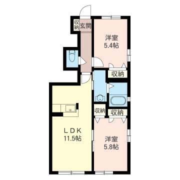 FELICE湘南I(2LDK/1階)の間取り写真