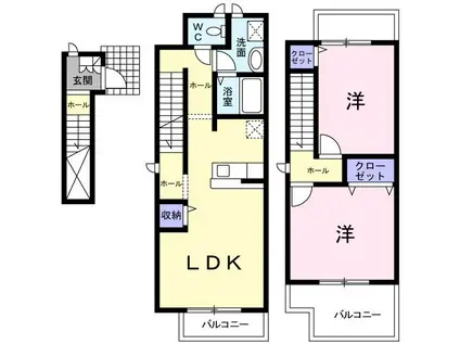 フィオーレ B(2LDK/2階)の間取り写真