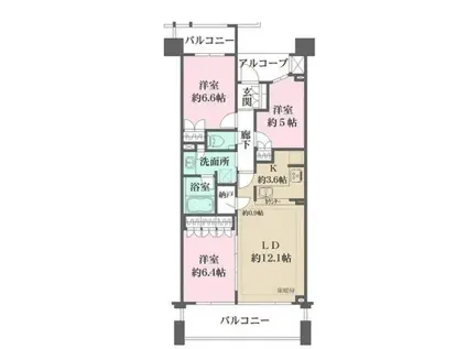 横濱紅葉レジデンス壱番館(3LDK/5階)の間取り写真