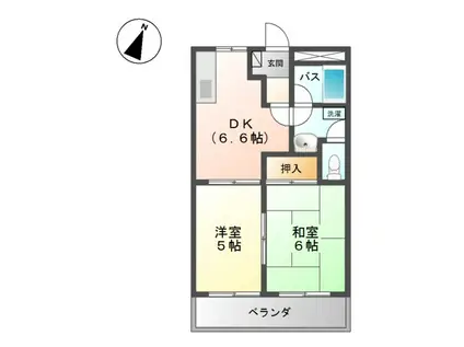 エスポワール小野(2DK/3階)の間取り写真