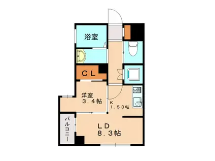 MGA黒崎W(1LDK/6階)の間取り写真