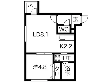 CLAIRE・ELMの杜(1LDK/1階)の間取り写真