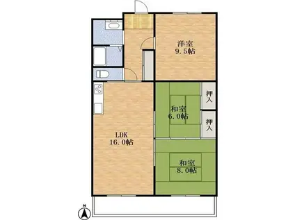 パラッツィーナセシリア仁川(3LDK/4階)の間取り写真