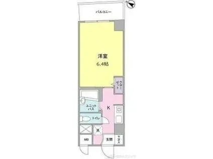 グランドーム国際(1K/2階)の間取り写真