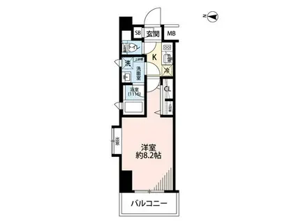 プレール・ドゥーク潮見II(1K/2階)の間取り写真