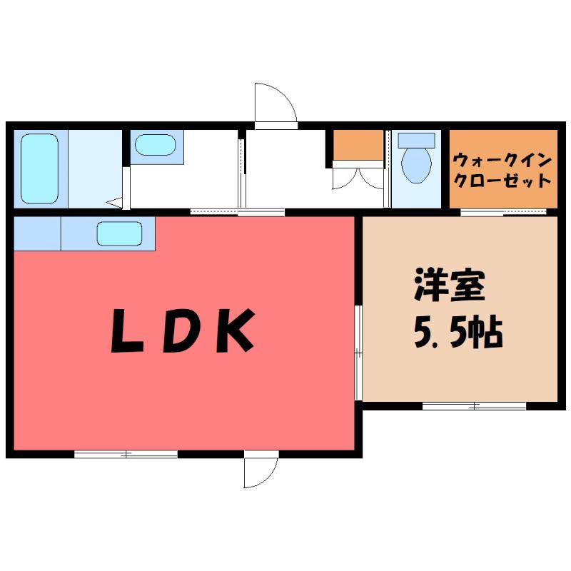 パルデロート・G棟(1LDK/2階)の間取り写真