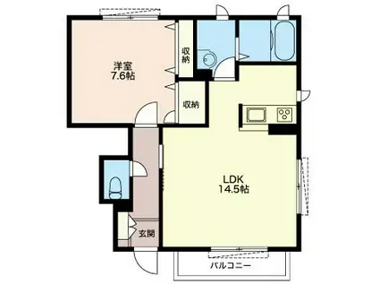 アコール(1LDK/1階)の間取り写真