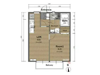 ハイツサハラA(1LDK/1階)の間取り写真