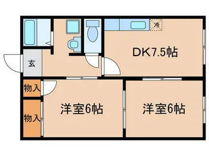 フレグランス西渋川(2DK/1階)の間取り写真