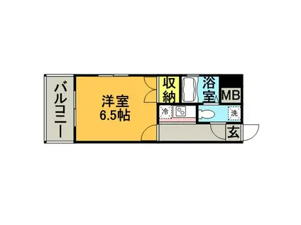 エステートモア博多グランA棟(1K/1階)の間取り写真