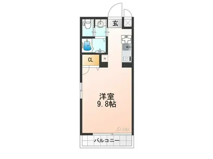 ラヴィータ二条月光(1K/3階)の間取り写真