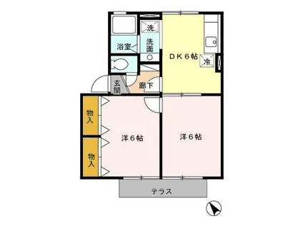 ウィルモア輝A(2DK/1階)の間取り写真