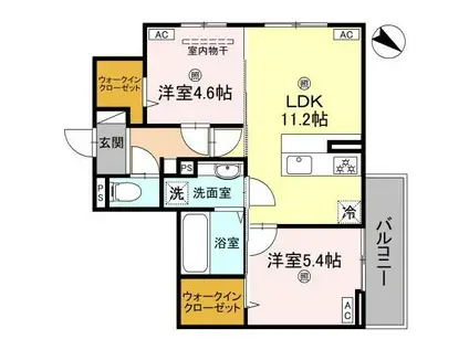 秀豊5号館 守山市梅田町(2LDK/1階)の間取り写真