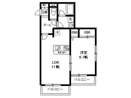 コートラシーヌ(1LDK/2階)の間取り写真