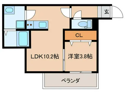 GRAND PALACE 六本松A(1LDK/2階)の間取り写真