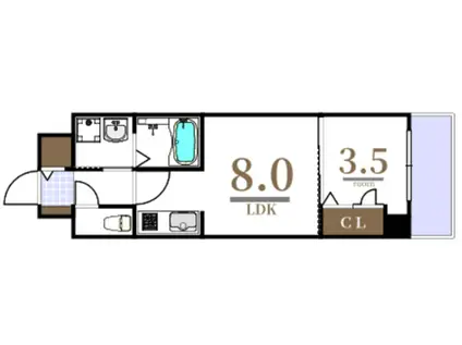 S-RESIDENCE広島駅DILETTO(1LDK/3階)の間取り写真