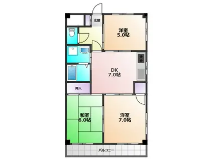 レグルスマンション(3DK/1階)の間取り写真