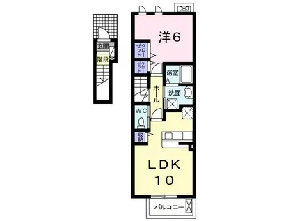 ブルーパイン II-C(1LDK/2階)の間取り写真