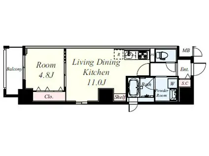 ミラノ堺筋(1LDK/5階)の間取り写真