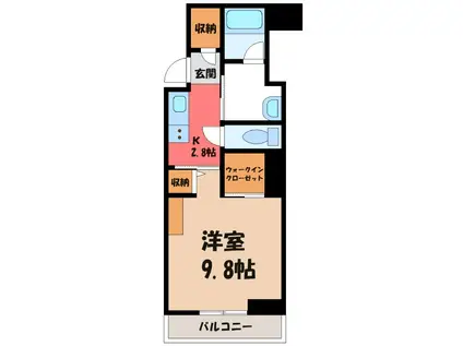 アトリエール(1K/2階)の間取り写真