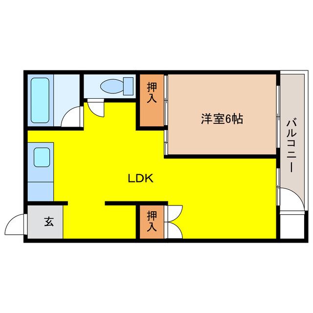 メゾン岐阜北(1LDK/4階)の間取り写真