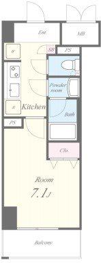 ドゥナーレ辻町(1K/4階)の間取り写真