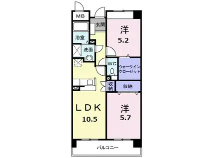 エンペラー福重(2LDK/5階)の間取り写真