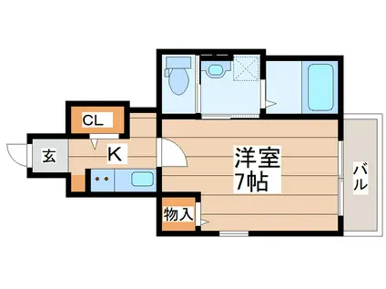 セレナヴィラ落合(1K/1階)の間取り写真