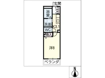 シャーメゾン G-STYLE(1K/3階)の間取り写真