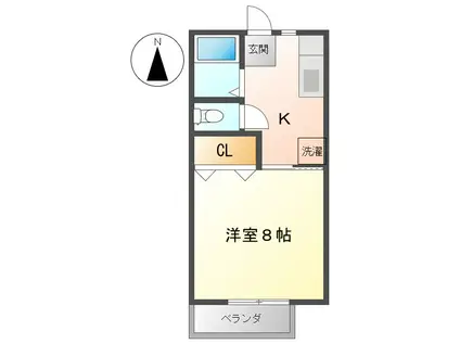 ハイム・シャブリエ F(1K/2階)の間取り写真