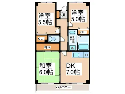 サザン コート(3DK/2階)の間取り写真