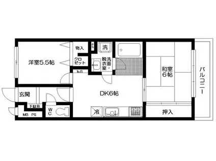 日神パレステージ坂戸(2DK/4階)の間取り写真