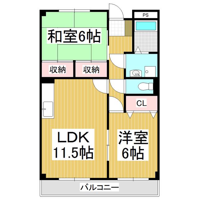 LIMPIA TAKAIDE B(2LDK/2階)の間取り写真