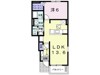 イルミネイト ソル A(1LDK/1階)の間取り写真