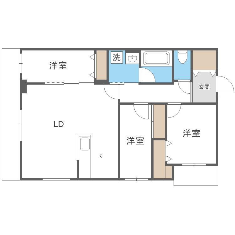 SーRESIDENCE東札幌BLING(3LDK/2階)の間取り写真