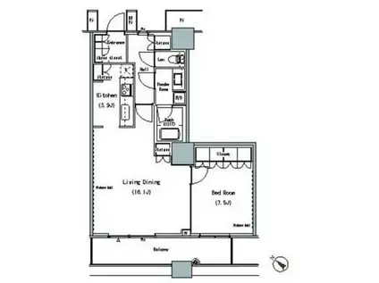 THE TOKYO TOWERS MIDTOWER(1K/20階)の間取り写真