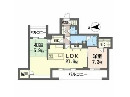 カーサ・カリダ(2LDK/2階)の間取り写真