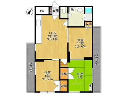 ハーモニウス(3LDK/4階)の間取り写真