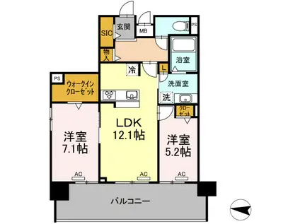 LENVOL MEIEKI(2LDK/9階)の間取り写真
