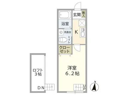 コンポジット相原(1K/1階)の間取り写真
