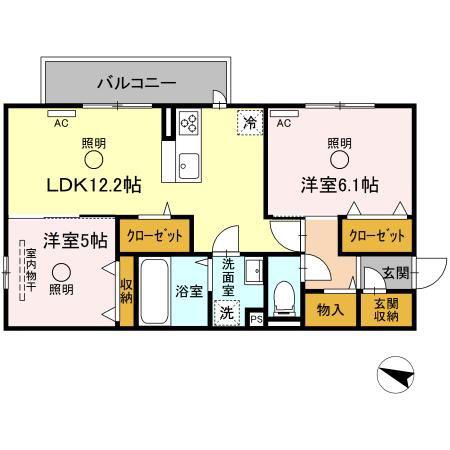 ラ・メゾン ドゥ(2LDK/3階)の間取り写真