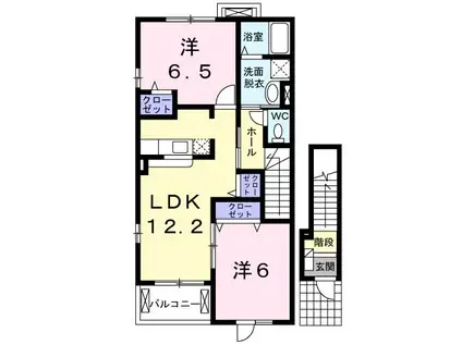 サニーブリーズ五日市観音(2LDK/2階)の間取り写真