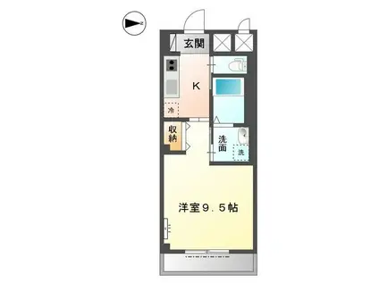 ラ・プラース古出来(1K/3階)の間取り写真