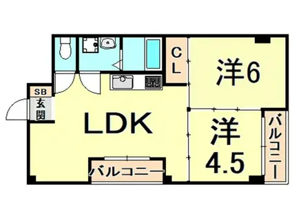ピュアティ武庫之荘Ⅲ(2LDK/1階)の間取り写真