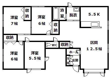 アジト東旭川A(4LDK/1階)の間取り写真