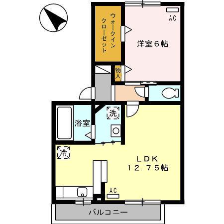 D-松村(1LDK/1階)の間取り写真