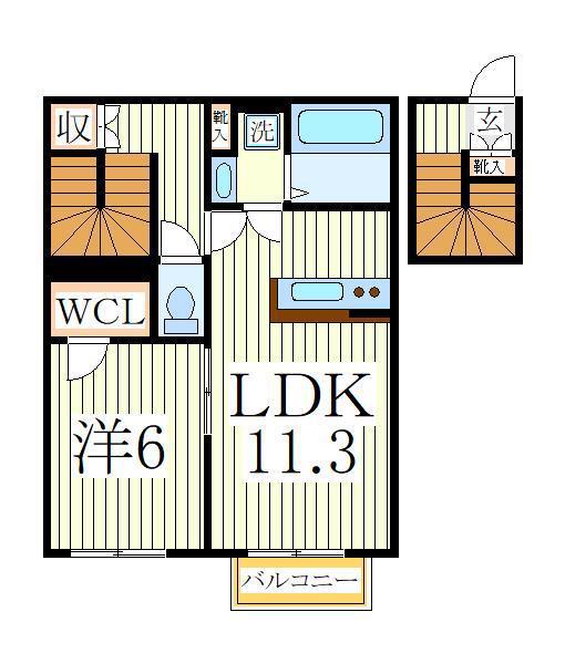 シェソワIID(1LDK/2階)の間取り写真