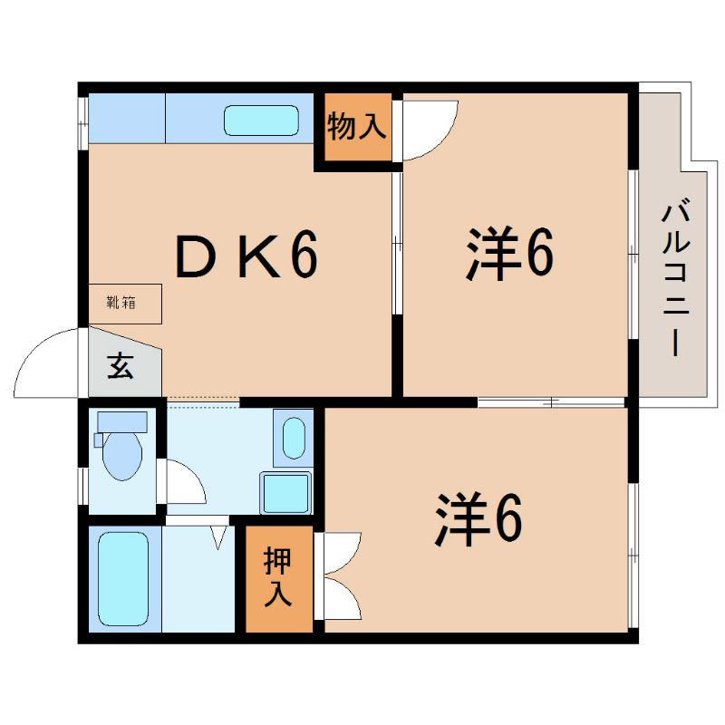 第三カナヤハイツ(2DK/1階)の間取り写真
