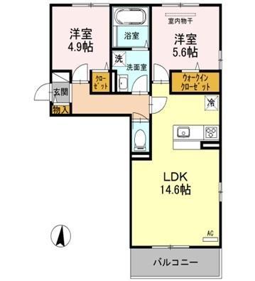 VILLA PINO 美原(2LDK/3階)の間取り写真