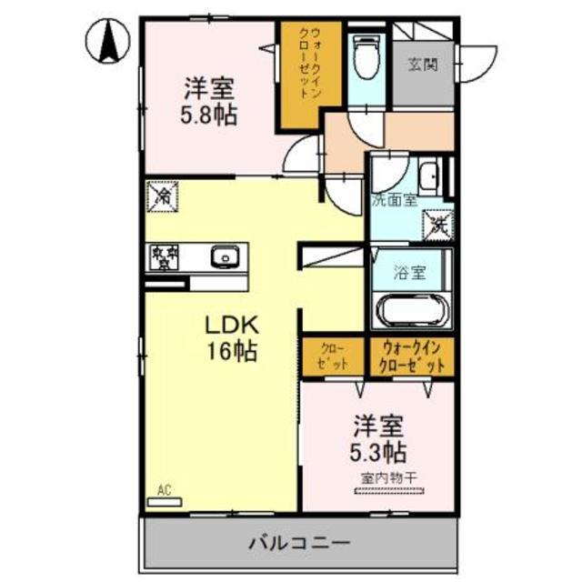 ラフォーレ堺(2LDK/2階)の間取り写真